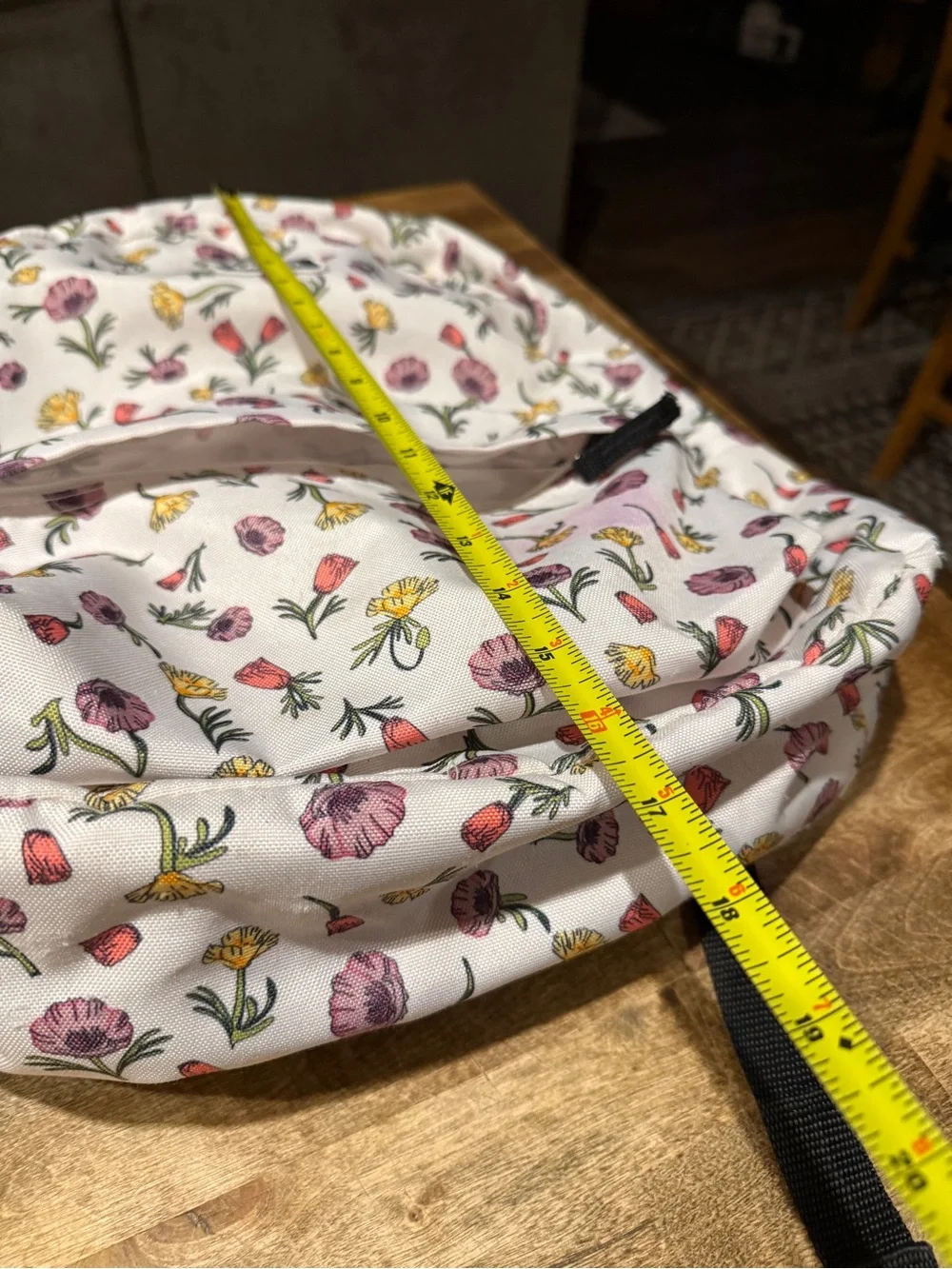 Vans Old Skool White Floral Canvas Backpack with Pink & Yellow Blossoms